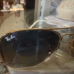 Ray-Ban Gold and Black Aviator Sunglasses